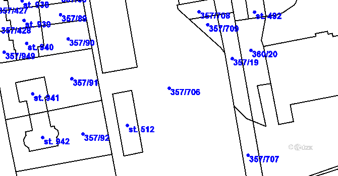 Parcela st. 357/706 v KÚ Litovice, Katastrální mapa