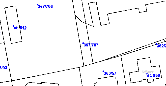 Parcela st. 357/707 v KÚ Litovice, Katastrální mapa
