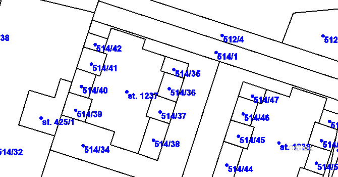 Parcela st. 514/36 v KÚ Litovice, Katastrální mapa