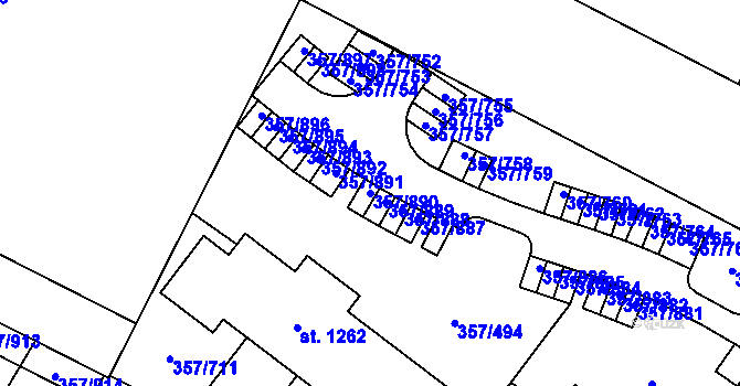 Parcela st. 357/890 v KÚ Litovice, Katastrální mapa