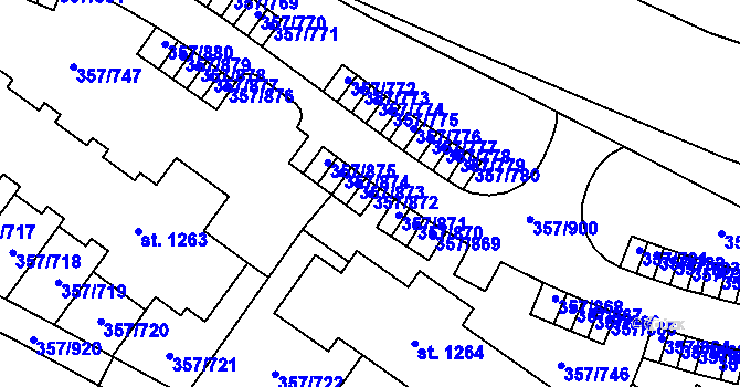 Parcela st. 357/872 v KÚ Litovice, Katastrální mapa