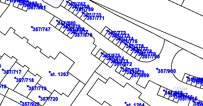 Parcela st. 357/875 v KÚ Litovice, Katastrální mapa