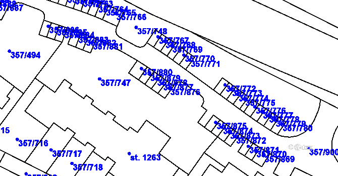 Parcela st. 357/876 v KÚ Litovice, Katastrální mapa