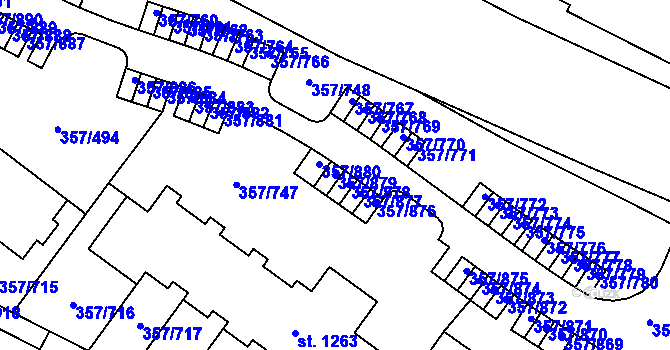 Parcela st. 357/879 v KÚ Litovice, Katastrální mapa