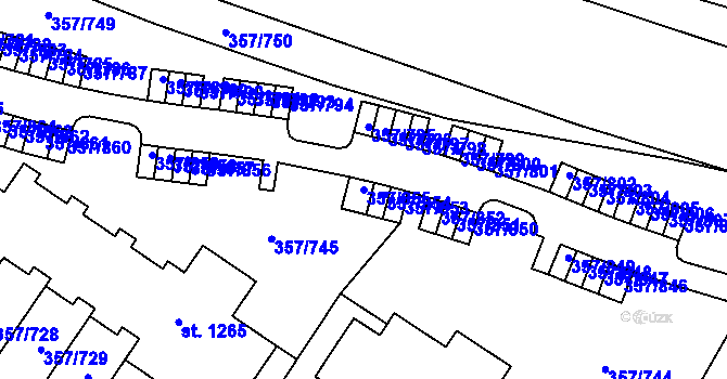 Parcela st. 357/855 v KÚ Litovice, Katastrální mapa