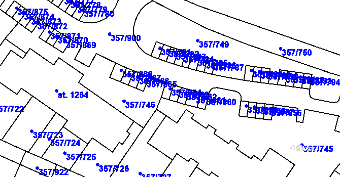 Parcela st. 357/864 v KÚ Litovice, Katastrální mapa