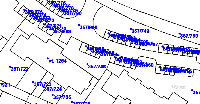 Parcela st. 357/865 v KÚ Litovice, Katastrální mapa