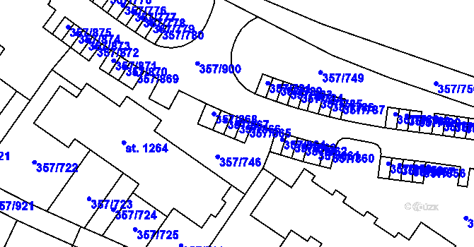 Parcela st. 357/866 v KÚ Litovice, Katastrální mapa
