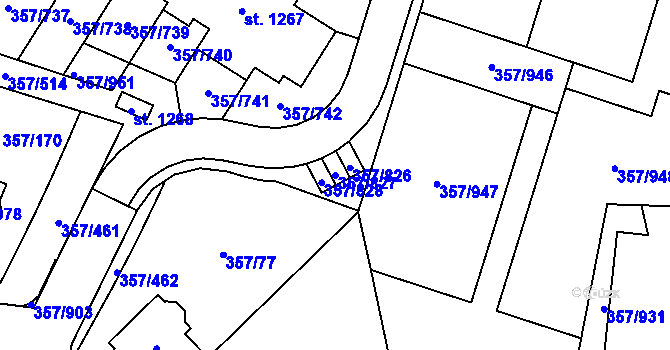 Parcela st. 357/827 v KÚ Litovice, Katastrální mapa