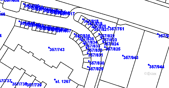 Parcela st. 357/833 v KÚ Litovice, Katastrální mapa