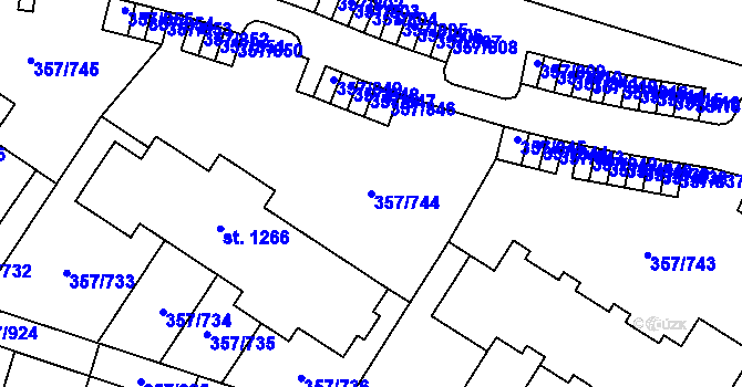Parcela st. 357/744 v KÚ Litovice, Katastrální mapa