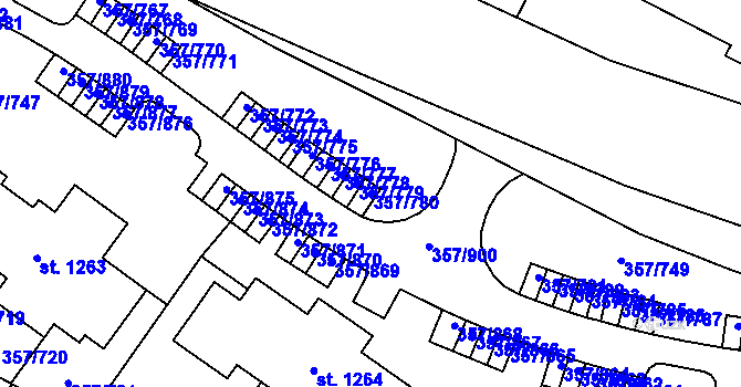 Parcela st. 357/780 v KÚ Litovice, Katastrální mapa