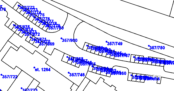 Parcela st. 357/781 v KÚ Litovice, Katastrální mapa