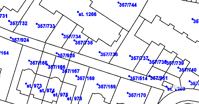 Parcela st. 357/736 v KÚ Litovice, Katastrální mapa
