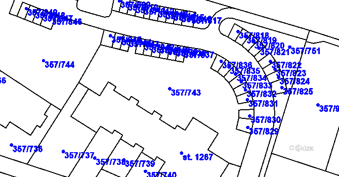Parcela st. 357/743 v KÚ Litovice, Katastrální mapa