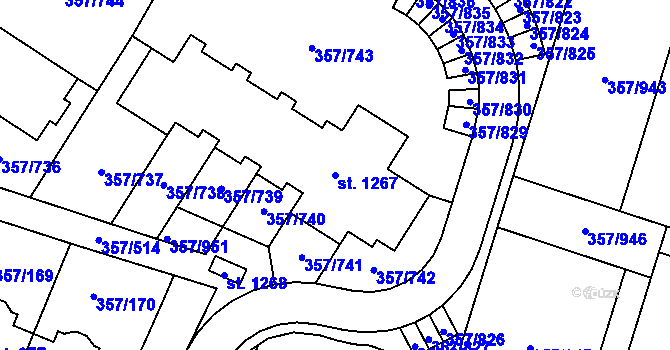 Parcela st. 1267 v KÚ Litovice, Katastrální mapa