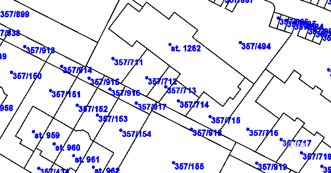 Parcela st. 357/713 v KÚ Litovice, Katastrální mapa