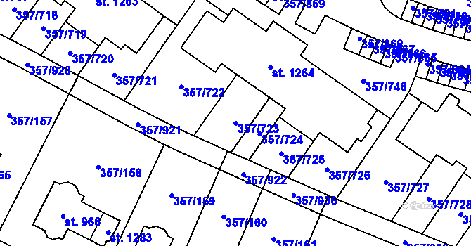 Parcela st. 357/723 v KÚ Litovice, Katastrální mapa