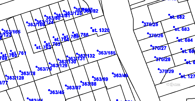 Parcela st. 363/185 v KÚ Litovice, Katastrální mapa