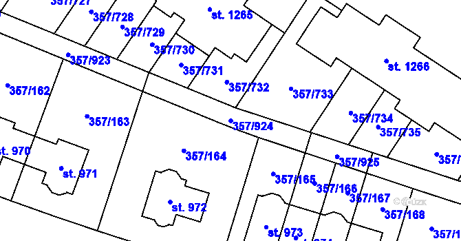 Parcela st. 357/924 v KÚ Litovice, Katastrální mapa