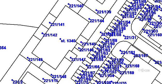 Parcela st. 221/145 v KÚ Litovice, Katastrální mapa