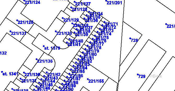 Parcela st. 221/78 v KÚ Litovice, Katastrální mapa