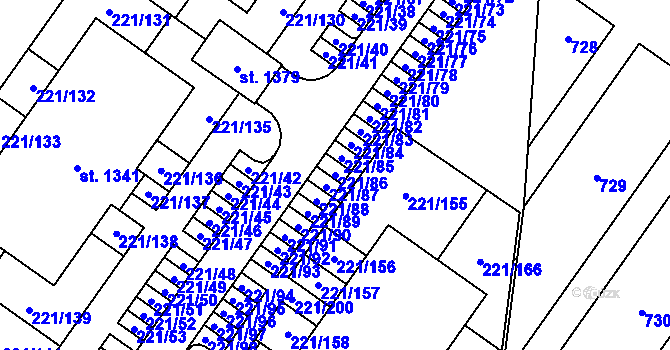Parcela st. 221/86 v KÚ Litovice, Katastrální mapa