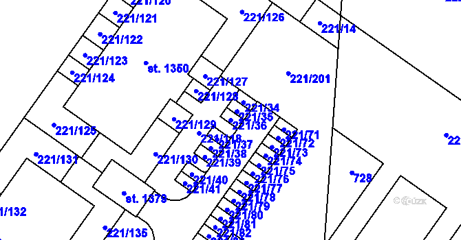 Parcela st. 221/36 v KÚ Litovice, Katastrální mapa