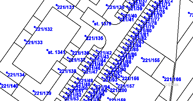 Parcela st. 221/42 v KÚ Litovice, Katastrální mapa