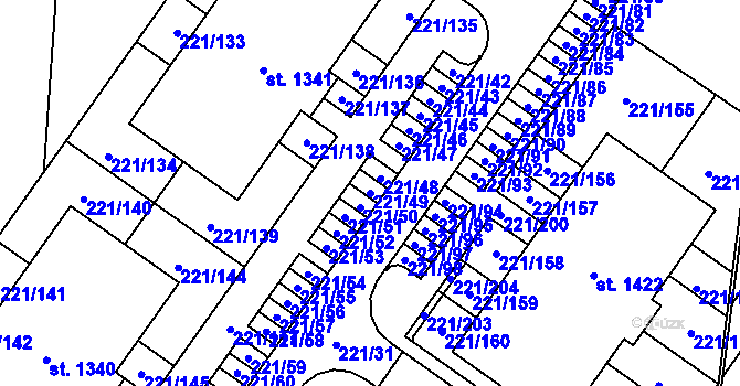 Parcela st. 221/49 v KÚ Litovice, Katastrální mapa