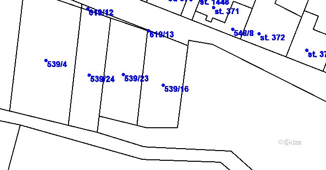 Parcela st. 539/16 v KÚ Litovice, Katastrální mapa