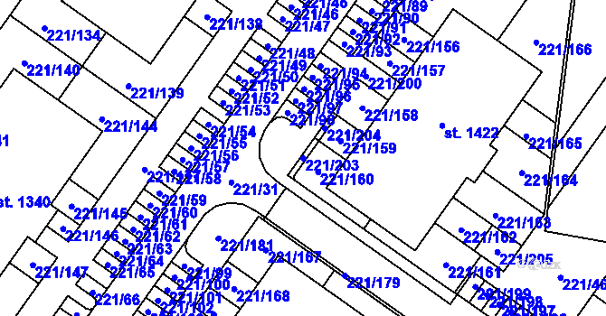 Parcela st. 221/203 v KÚ Litovice, Katastrální mapa