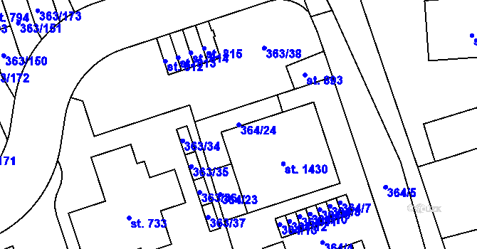 Parcela st. 364/24 v KÚ Litovice, Katastrální mapa