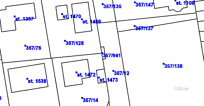 Parcela st. 357/941 v KÚ Litovice, Katastrální mapa