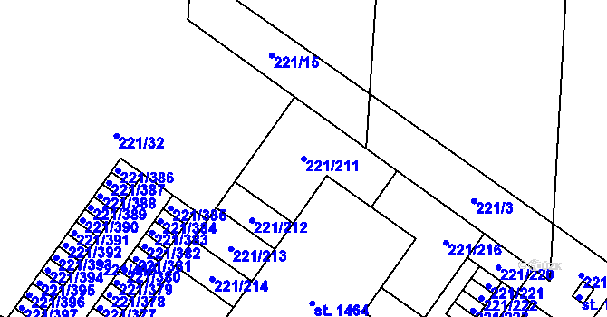 Parcela st. 221/211 v KÚ Litovice, Katastrální mapa