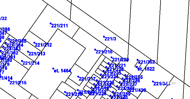 Parcela st. 221/216 v KÚ Litovice, Katastrální mapa
