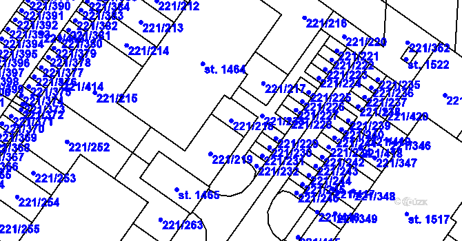 Parcela st. 221/218 v KÚ Litovice, Katastrální mapa