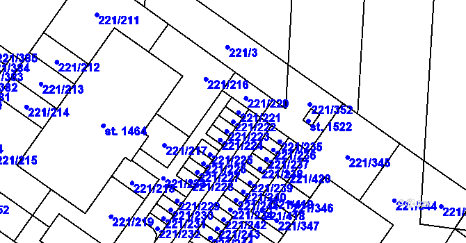 Parcela st. 221/222 v KÚ Litovice, Katastrální mapa