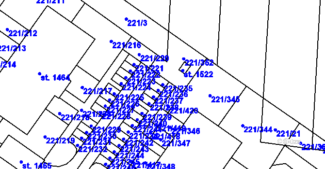 Parcela st. 221/235 v KÚ Litovice, Katastrální mapa