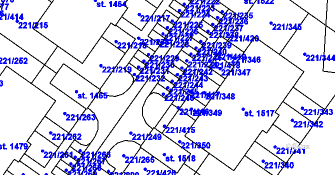 Parcela st. 221/245 v KÚ Litovice, Katastrální mapa