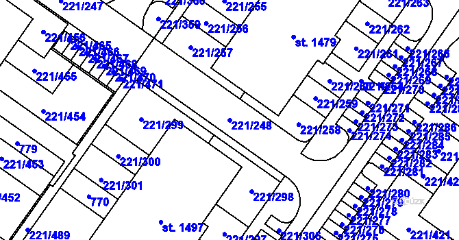Parcela st. 221/248 v KÚ Litovice, Katastrální mapa