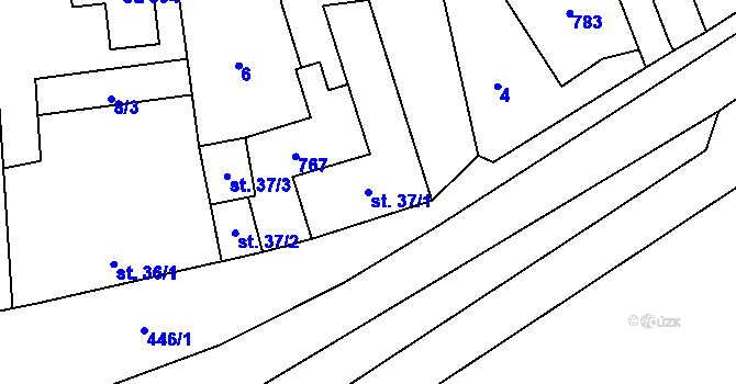 Parcela st. 37/1 v KÚ Litovice, Katastrální mapa