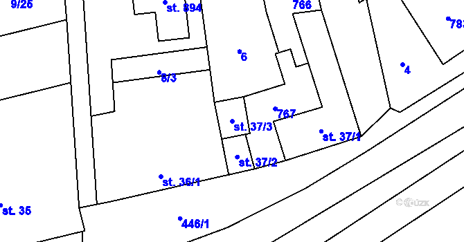 Parcela st. 37/3 v KÚ Litovice, Katastrální mapa