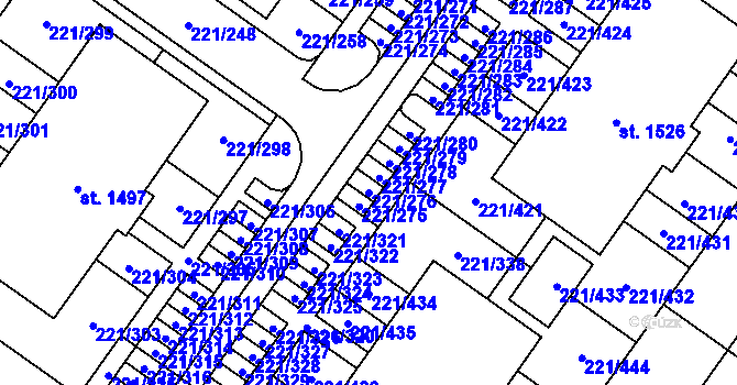 Parcela st. 221/276 v KÚ Litovice, Katastrální mapa