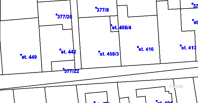 Parcela st. 458/3 v KÚ Litovice, Katastrální mapa