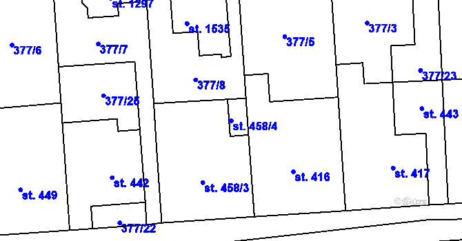 Parcela st. 458/4 v KÚ Litovice, Katastrální mapa