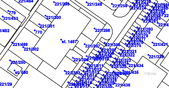 Parcela st. 221/297 v KÚ Litovice, Katastrální mapa
