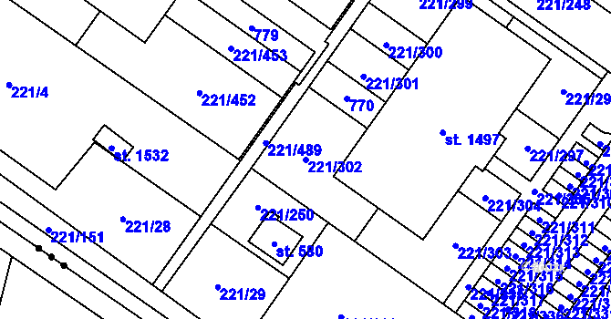 Parcela st. 221/302 v KÚ Litovice, Katastrální mapa