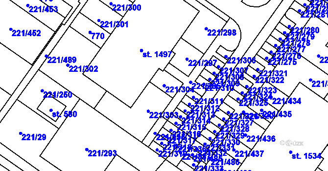Parcela st. 221/304 v KÚ Litovice, Katastrální mapa