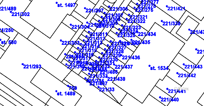 Parcela st. 221/329 v KÚ Litovice, Katastrální mapa